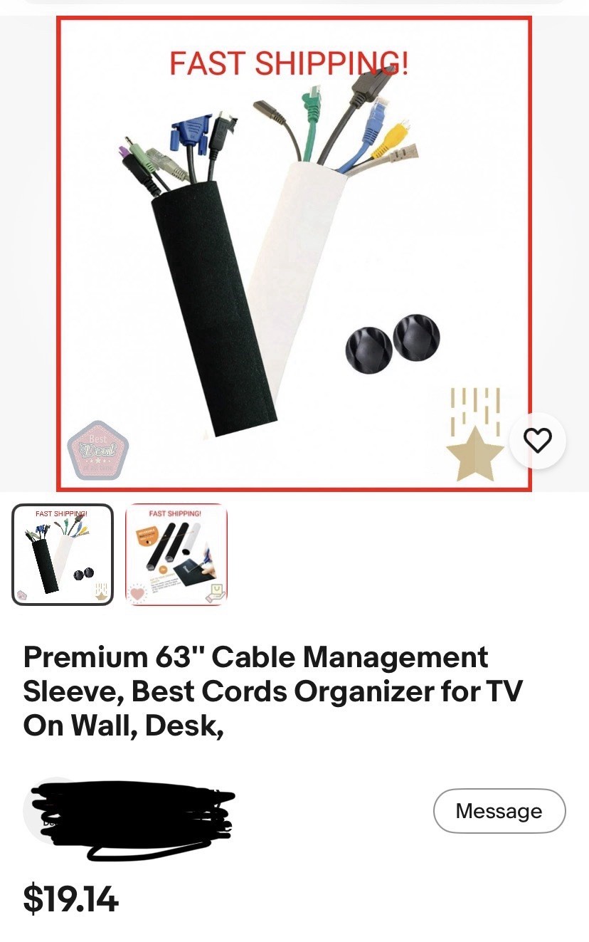 Premium 63" Cable Management Sleeve, Best Cords Organizer for TV On Wall, Desk,