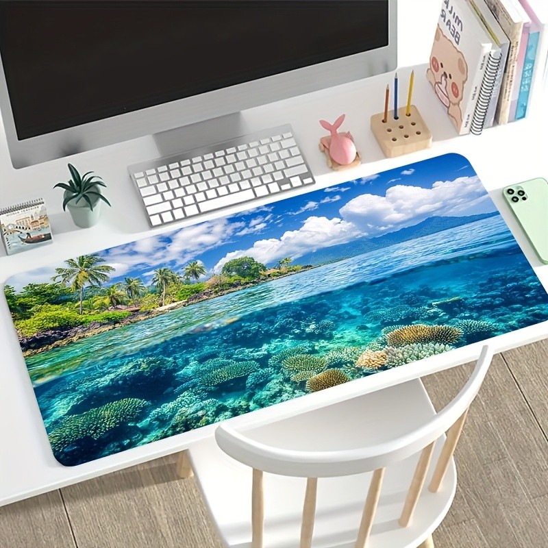 1pc Large Gaming Desk Mat Turquoise Underwater Ocean Theme Computer Desk Pad ❀