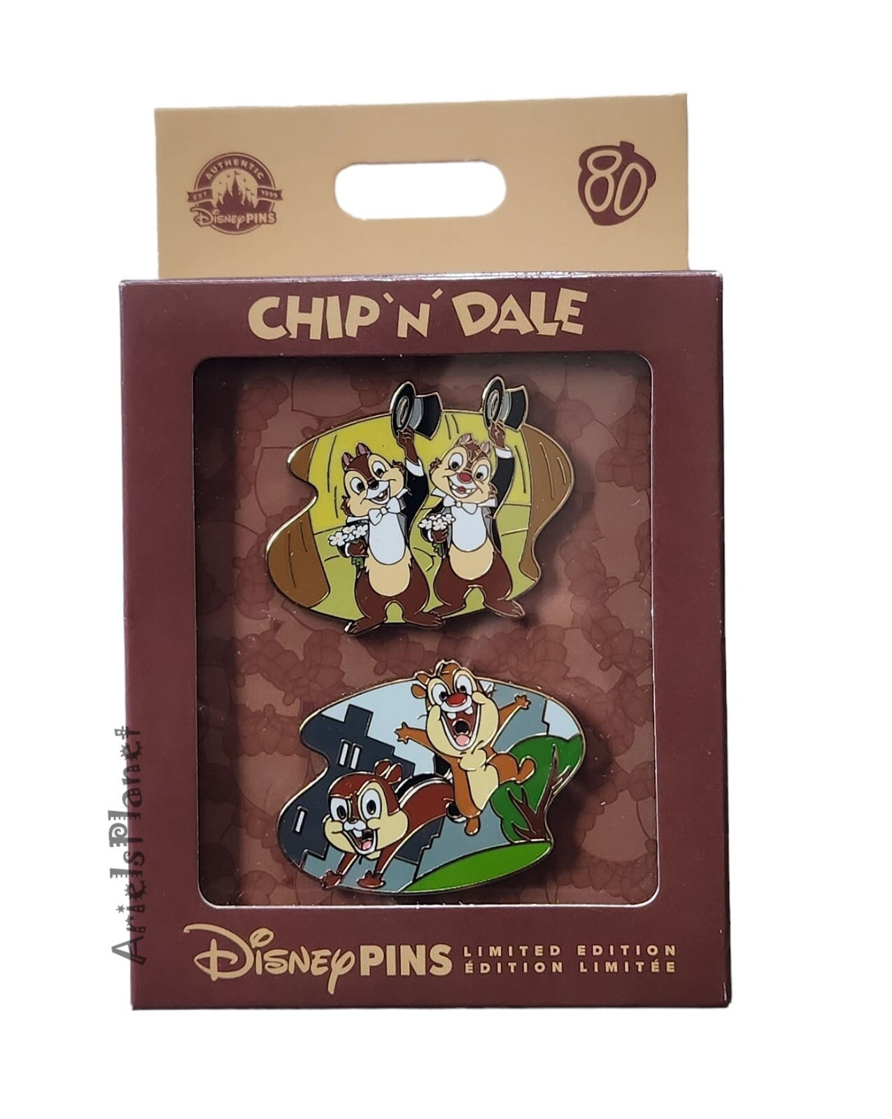 Disney Parks CHIP N DALE 80th Anniversary LIMITED EDITION 2200 2 PIN Set