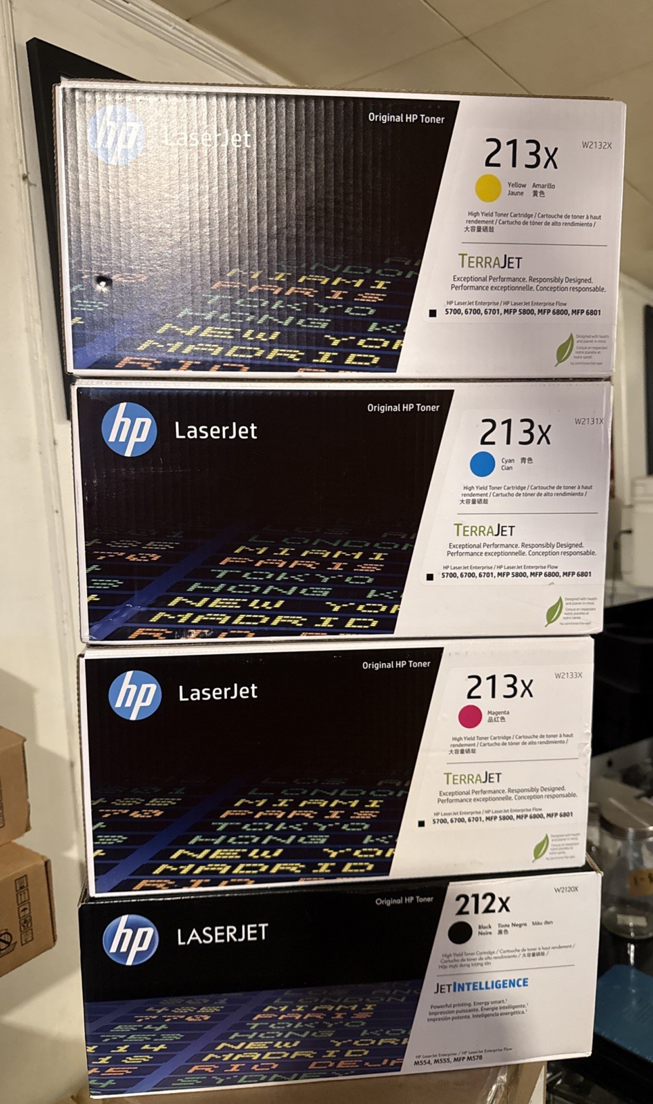 HP 213X C/M/Y/B SET W2133X High Yield Toner Cartridge Color Laser 5800dn 5700dn