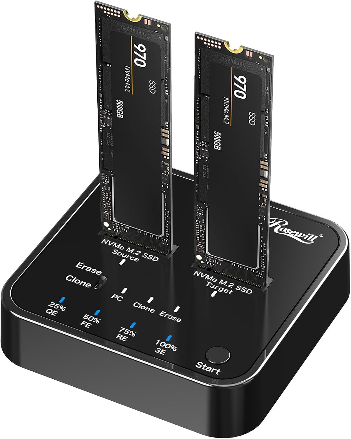 M.2 Nvme Cloner + Eraser | M.2 Duplicator Dual Bay Nvme Enclosure | Tool-Free 20