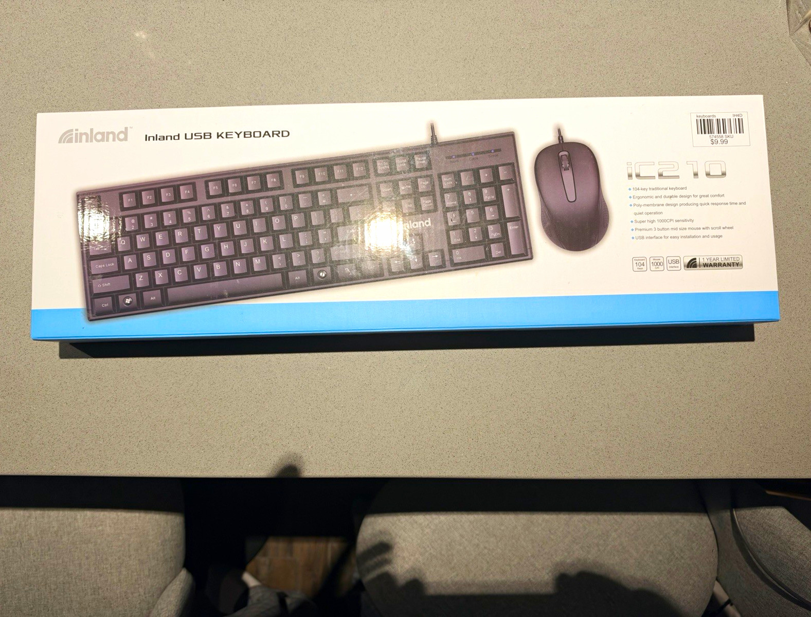 Inland iC210 USB Wired Keyboard & Mouse Combo 104-Key Brand New