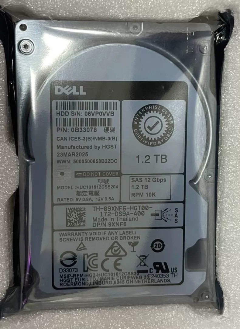 Dell 9XNF6 1.2 TB 10000 RPM 2.5 inch SAS 12 GB/s Hard Disk Drive