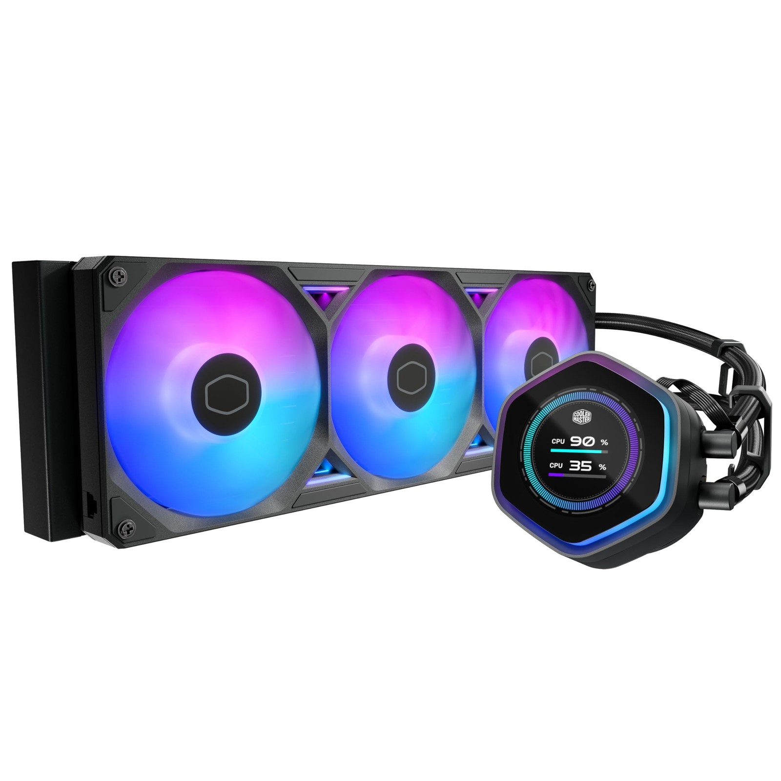 Cooler Master Masterliquid 360 Atmos Ii Lcd Argb Liquid Cpu Cooler, 360Mm, Du...