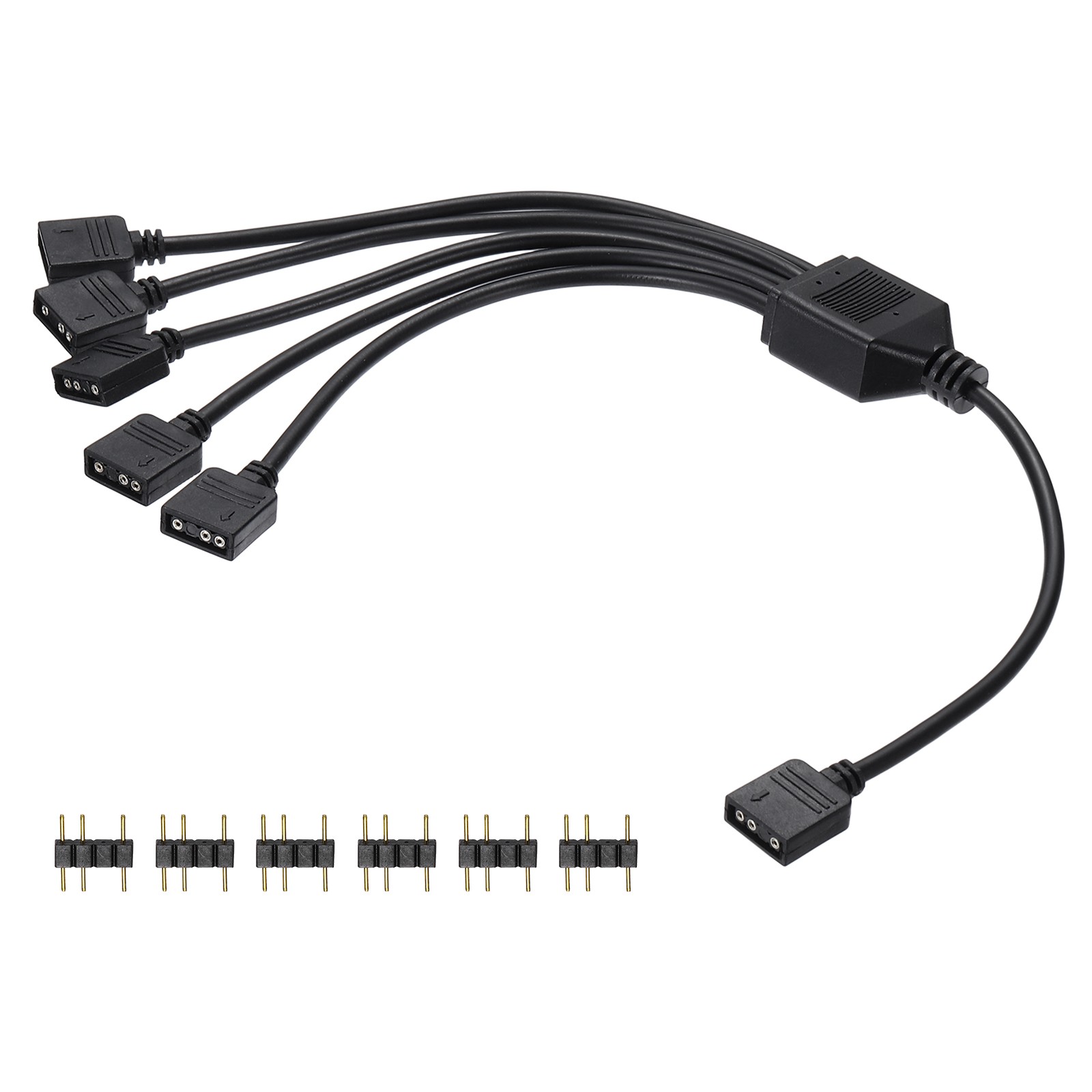 ARGB Splitter Cable 5V 12" 3 Pin 1 to 5 Female to Female 3 Pin Male Black