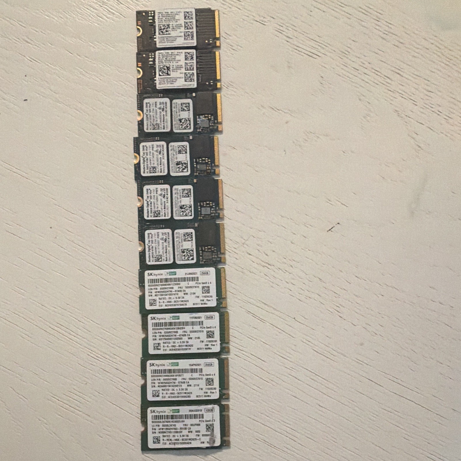 Samsung/SK Hynix/ Western Digital 256gb lot of 10.