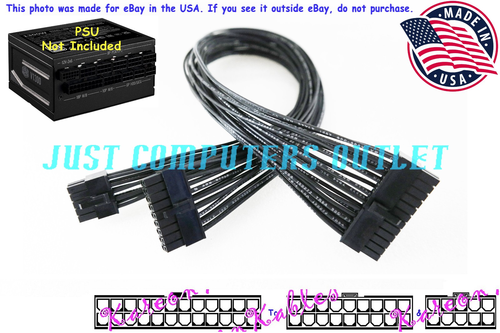 🔥 12" Cooler Master V1100 & V1300 SFX ATX3.0 (10+18) Pin to 24-Pin Power Cable