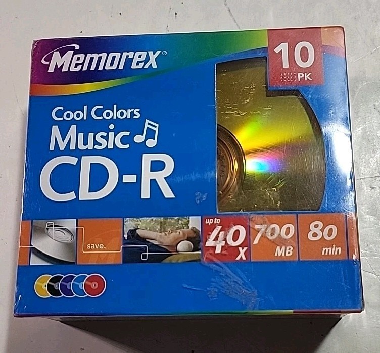 Memorex Music CD-R Cool Colors 10pk  40X 700MB 80 Min Recordable NEW SEALED
