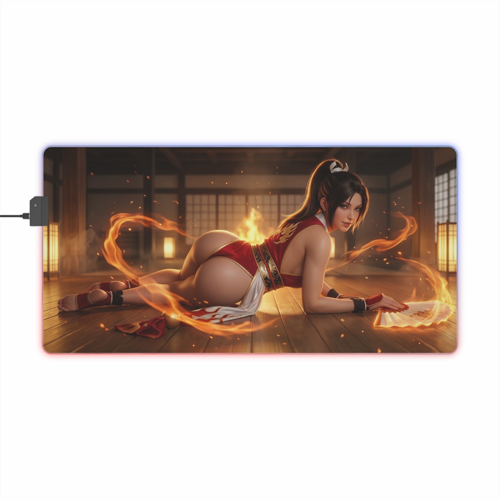 Mai Shiranui Mouse Pad, King of Fighters LED RGB Desk Mat, Gift for Gamer