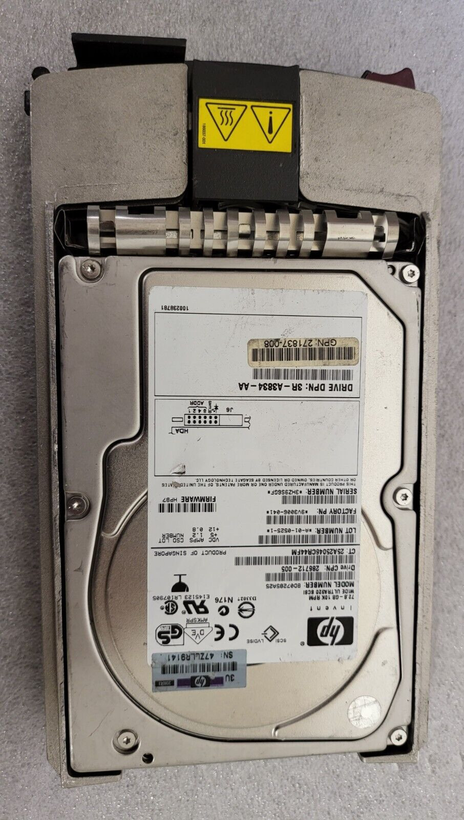 HP 289042-001 286714-B22 72GB 10K ULTRA320 SCSI Hard Drive BD07285A25 286712-005