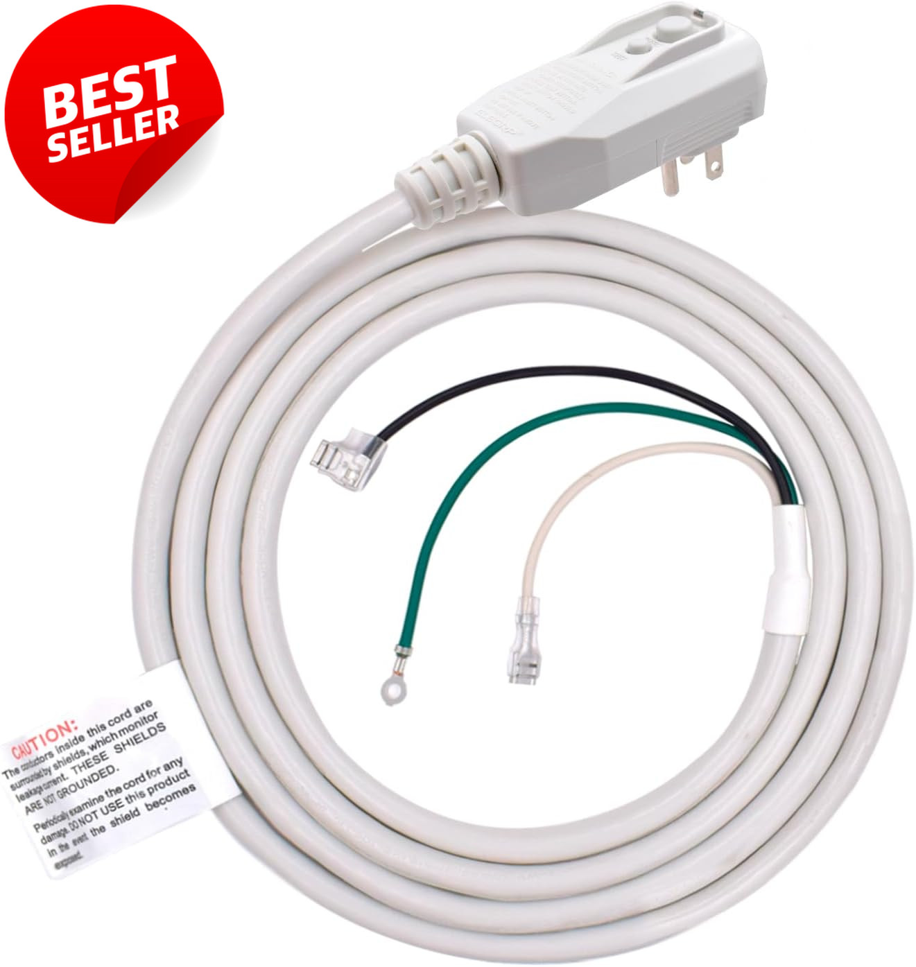 LCDI A/C Power Cord 7.5FT 15A 120V NEMA 5-15P 14AWG Replacement - US