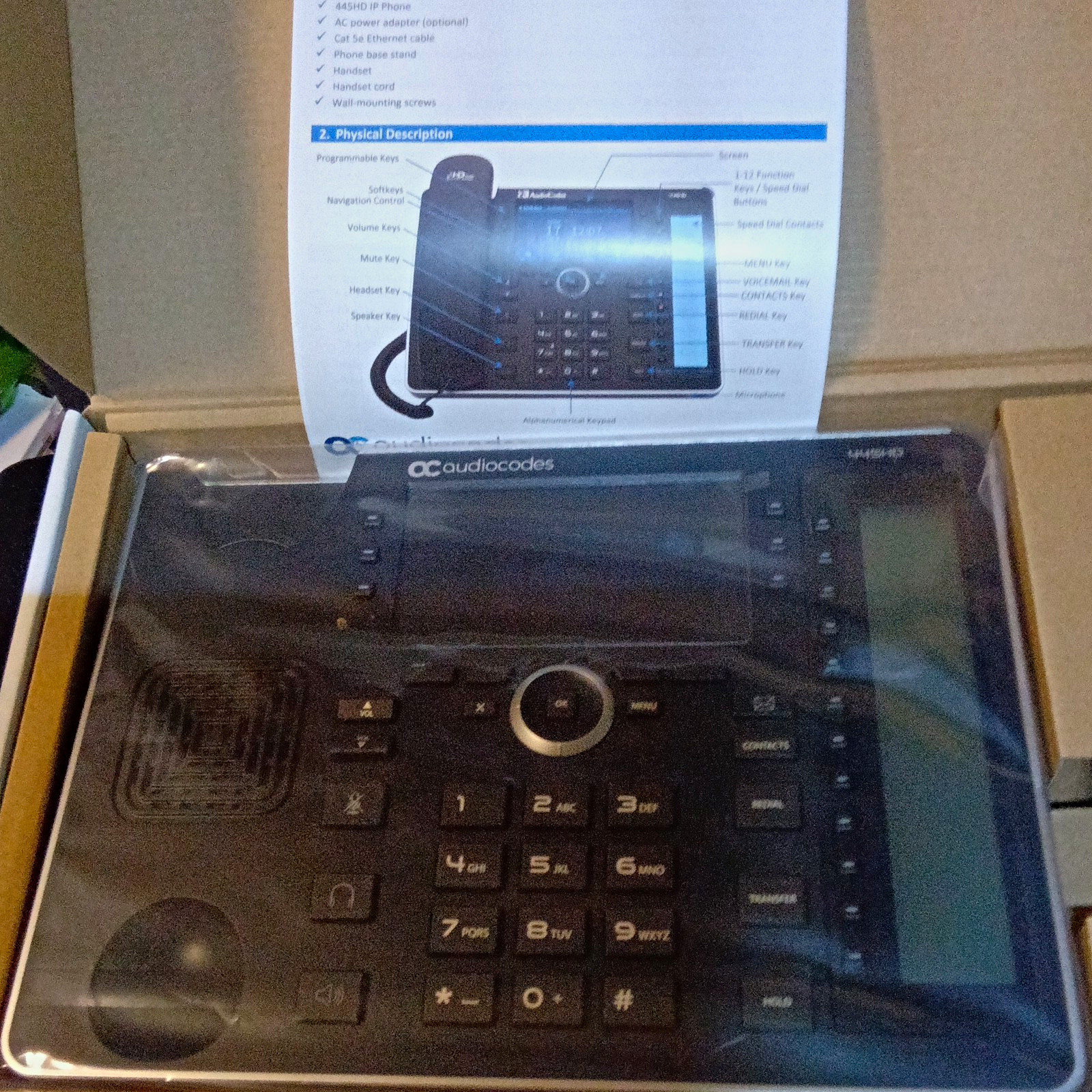AudioCodes 445HD (MPN 445HD) Black IP Phone, Ethernet, 1-Line, Speakerphone