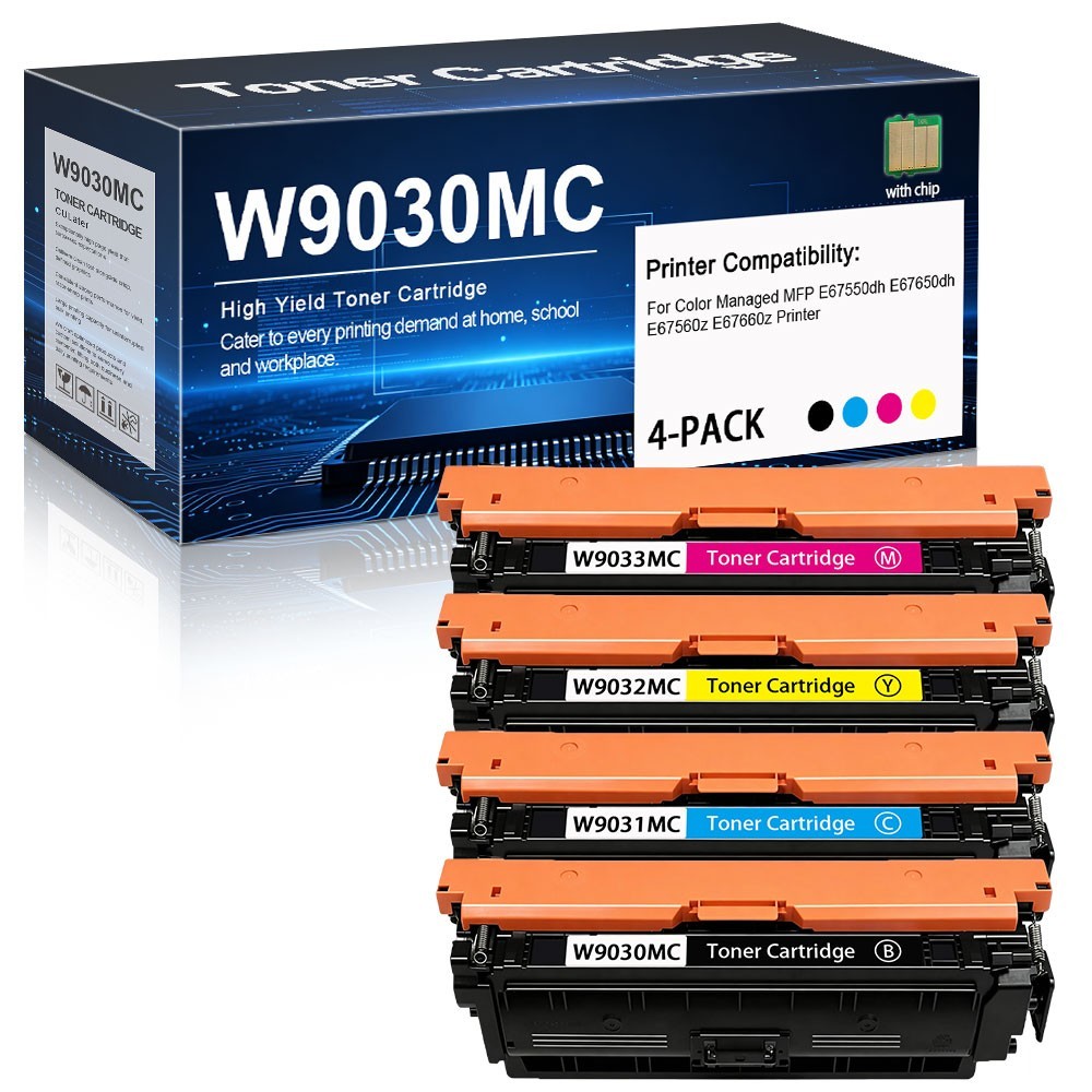 4-Pack  W9030MC Toner Cartridge Compatible with HP MFP E67550dh E67650dh E67660z