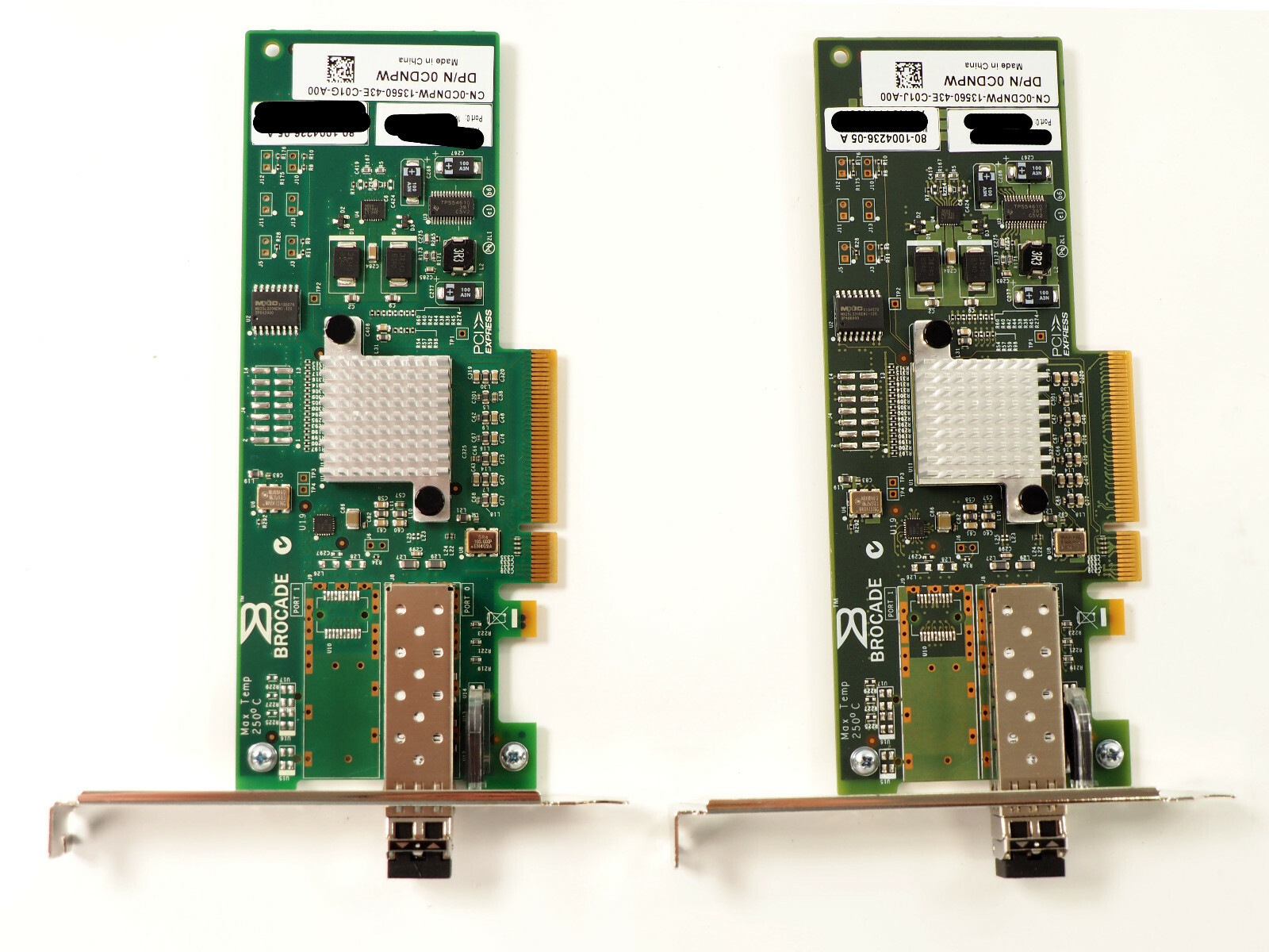 Lot of 2 Dell Brocade CDNPW Fibre Channel Single Port 8GB PCIE 80-1004236-05