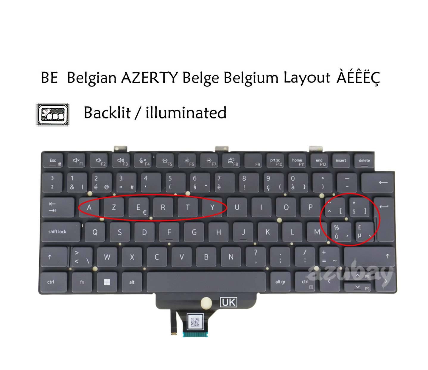 Belgian Keyboard For DELL Latitude 5320 5330 5340 7320 7330 3340 0K8Y8G Backlit