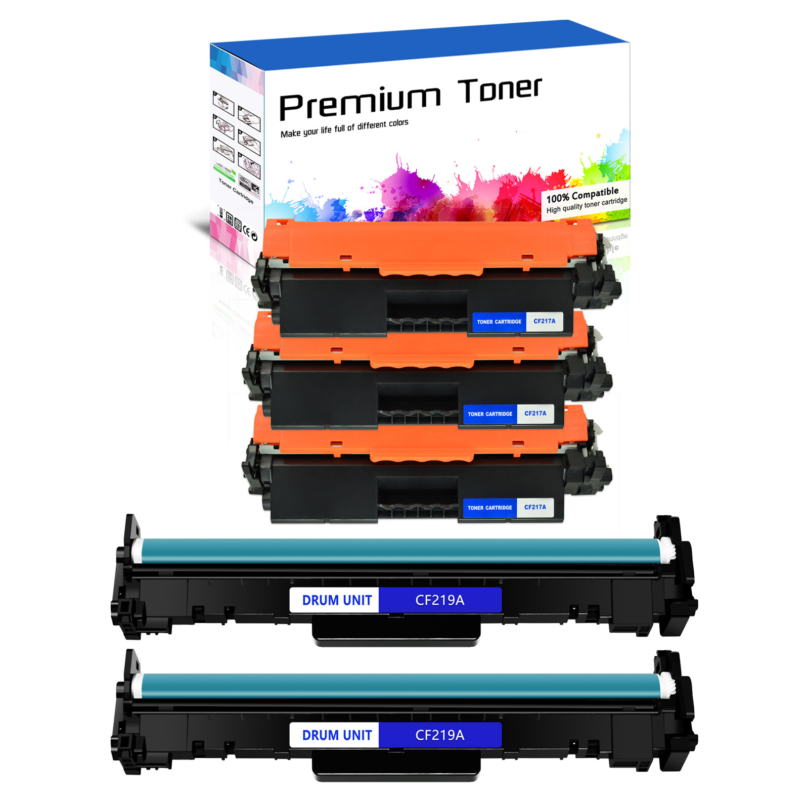3PK CF217A 17A Toner+2PK CF219A Drum For HP LaserJet Pro M102w,MFP M130fw M130a