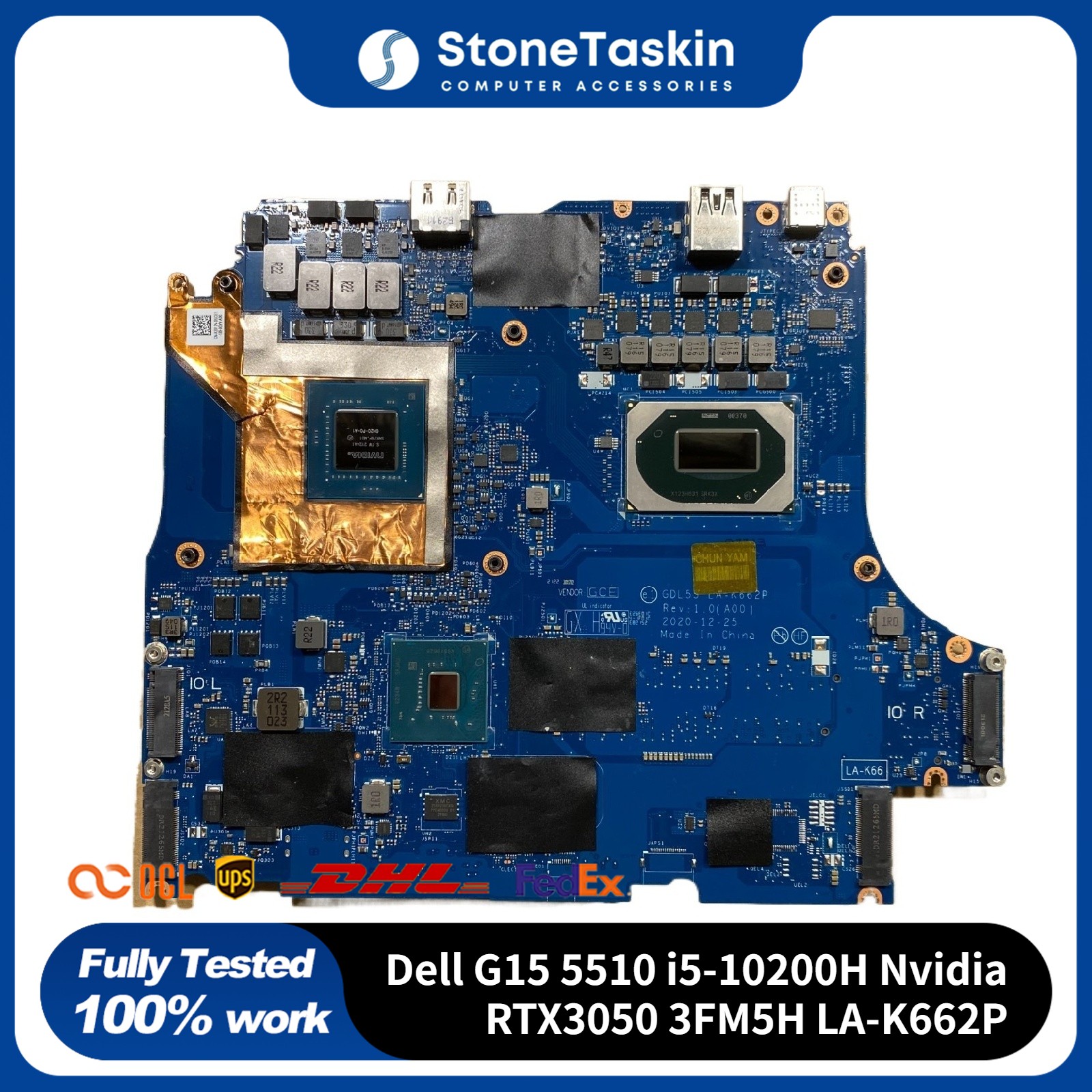 For Dell G15 5510 Motherboard Intel i5-10200H Nvidia GTX1650 983D5 LA-K662P