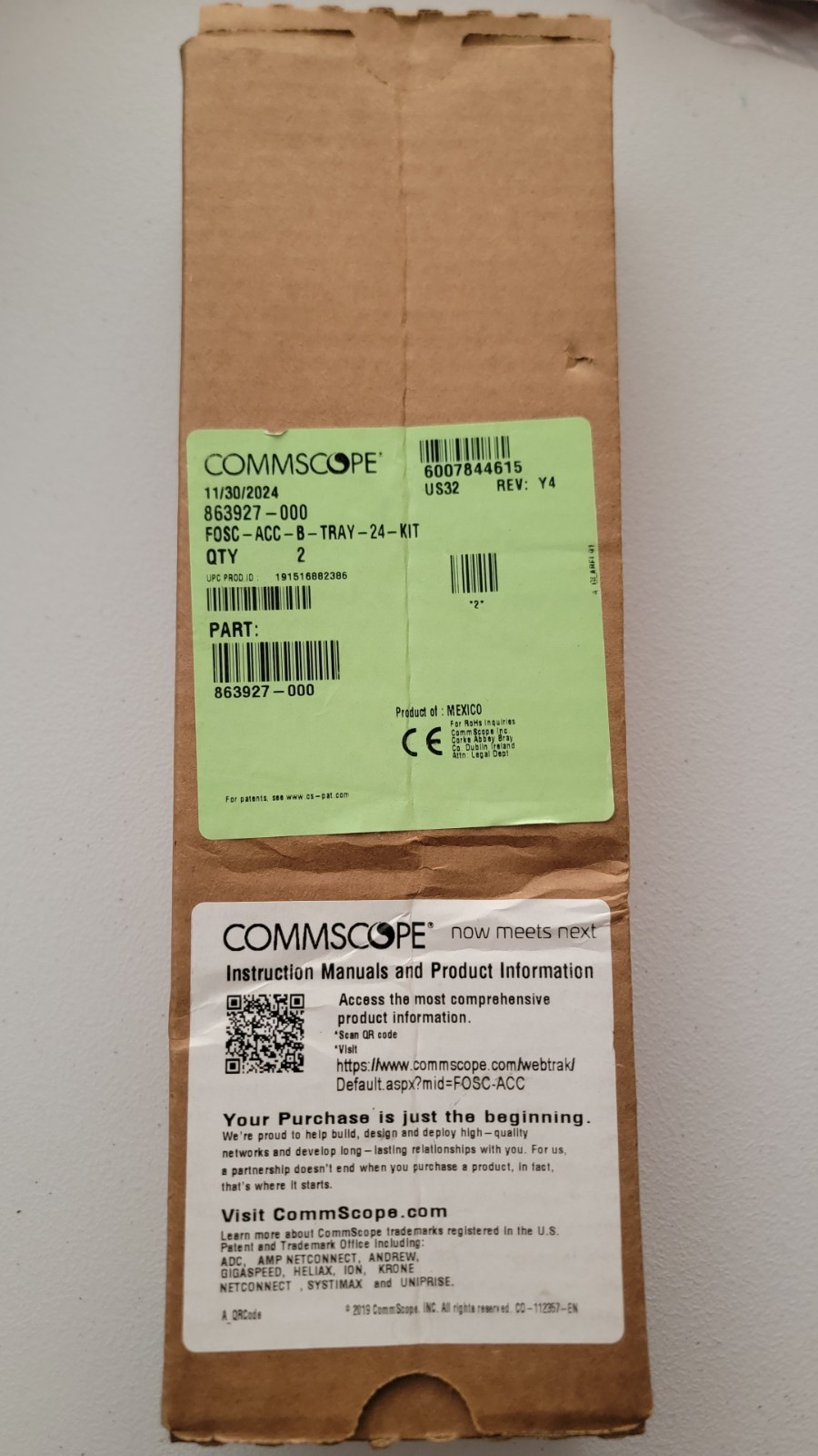 Commscope Fiber Optic Tray Kit 24 Splice FOSC-ACC-B-TRAY-24-Kit