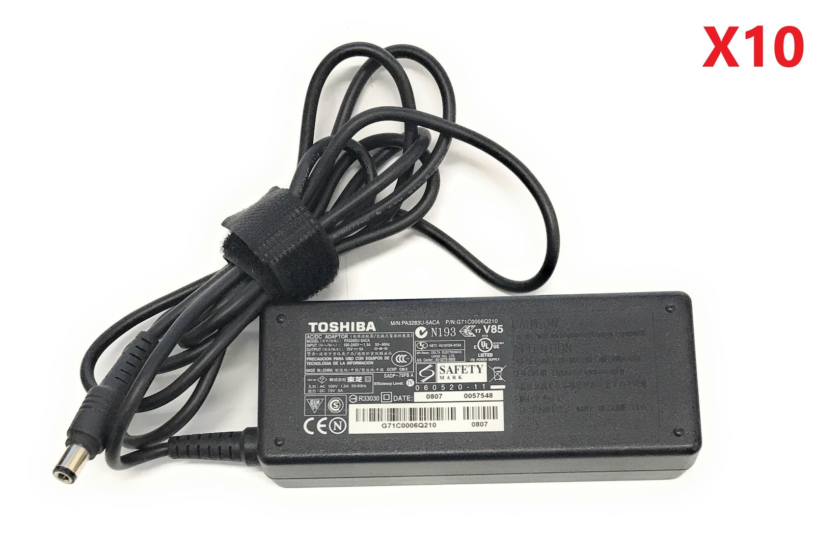 Lot of 10 Various Toshiba PA3283U-3ACA AC Laptop Adapters 15V 5A 75W