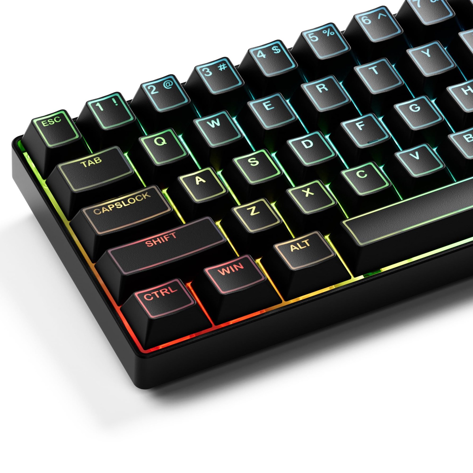 Black Shine Through Keycaps, Doubleshot Keycap Set Cherry Profile, 142 Keys