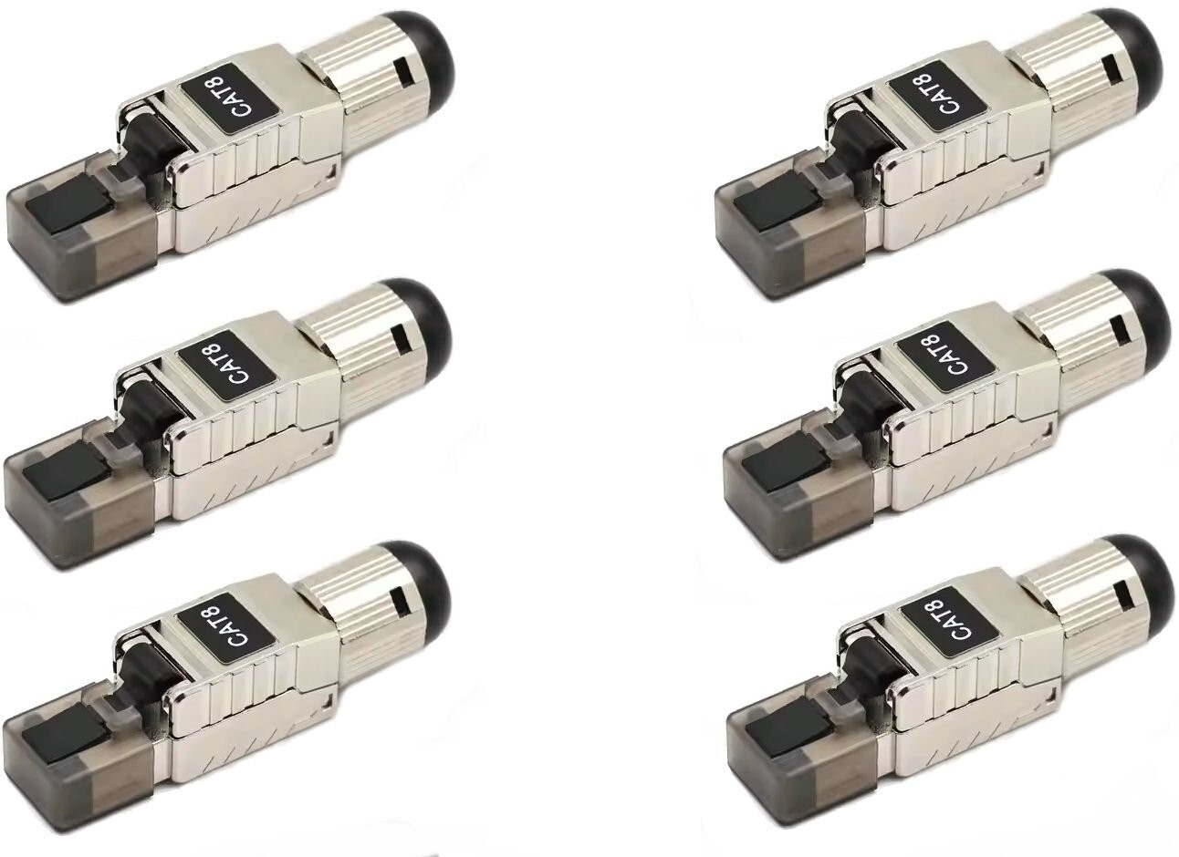 6x CAT8 RJ45 Network LAN Ethernet Shielded Plug Connector 2000MHz Toolless