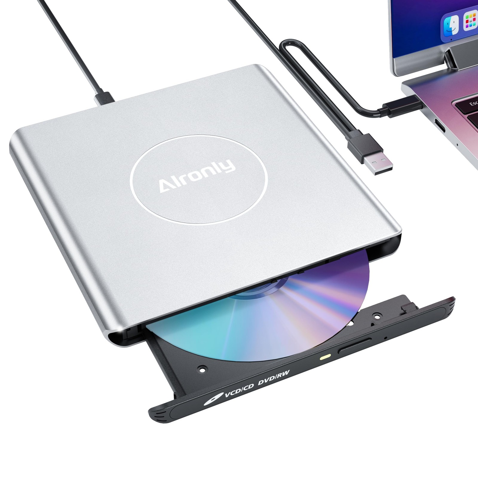 External CD/DVD Drive USB 3.0 TypeC Burner Writer Reader PC Laptop Desktop