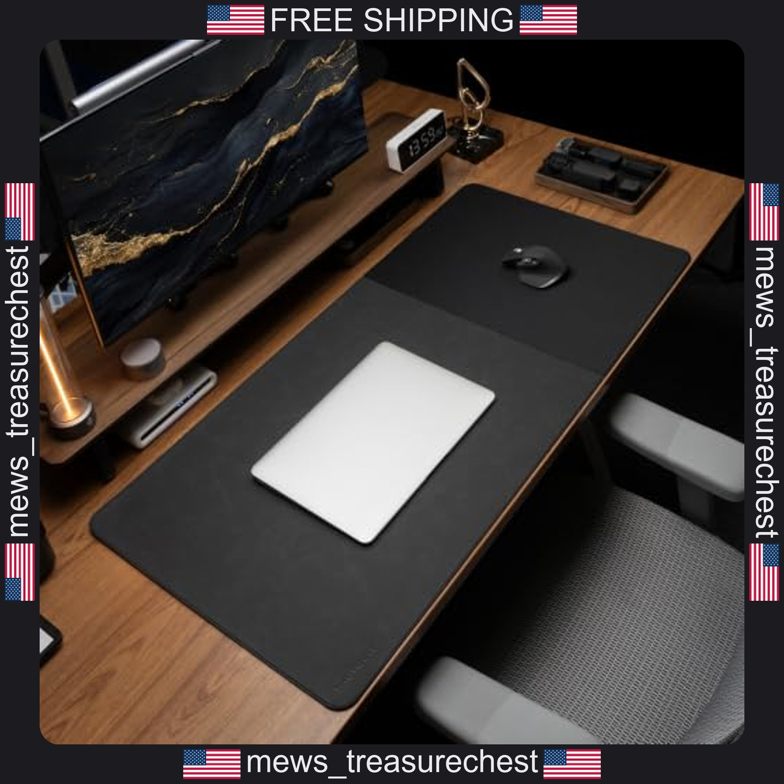 Desk Mat 31.5x15.7 inches Cork Base Leather & Cloth Hybrid Surface
