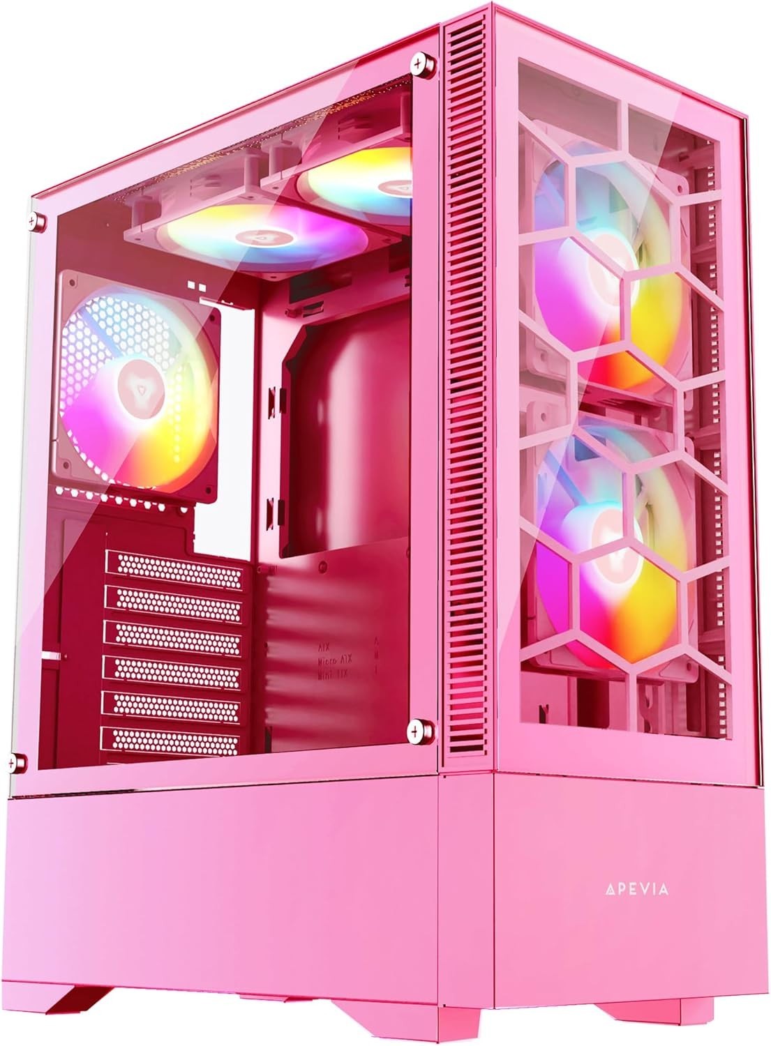 Pink Gaming Computer Desktop PC Tower Affordable NVME SSD 16GB AMD Ryzen CPU