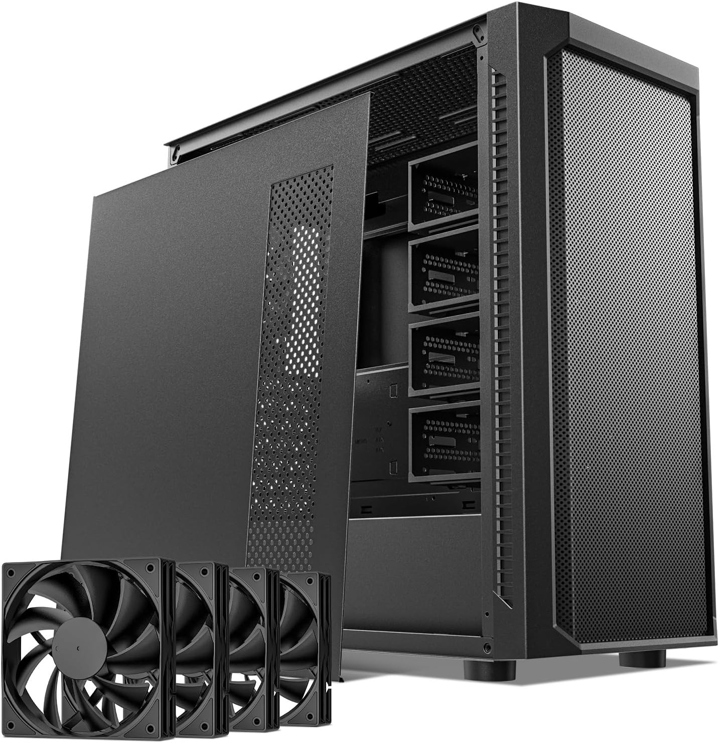 Classico Max Storage Master E-ATX Computer Case with 4X120Mm Black Fan, 10 X3.5 