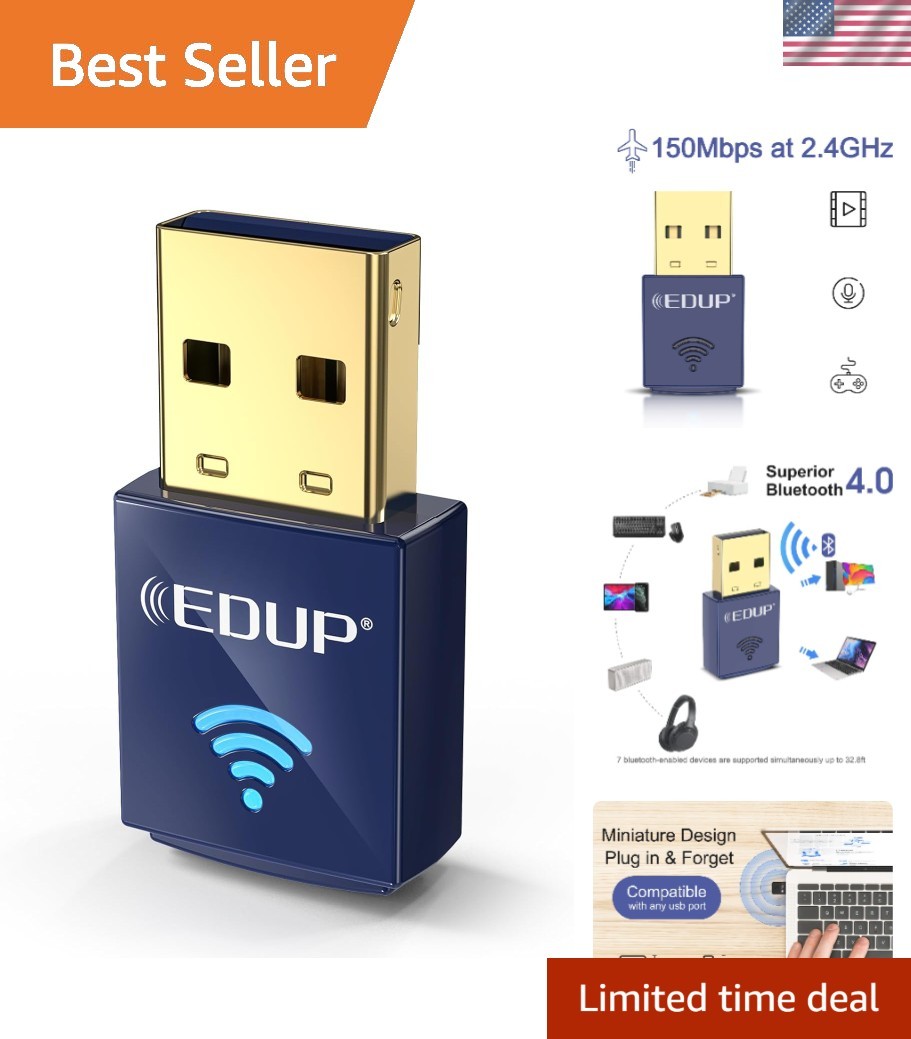High-Speed 150Mbps USB Bluetooth WiFi Adapter - Soft-AP & Broad Coverage