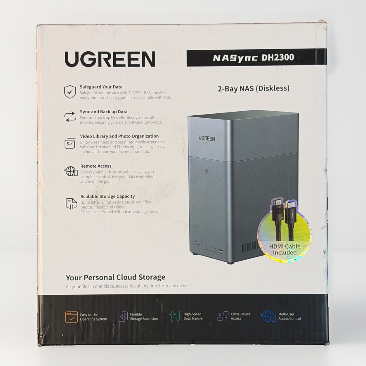 DH2300 UGREEN NASync DH2300 Storage Hub with HDMI Cable 2-bay, Rockchip RK3576