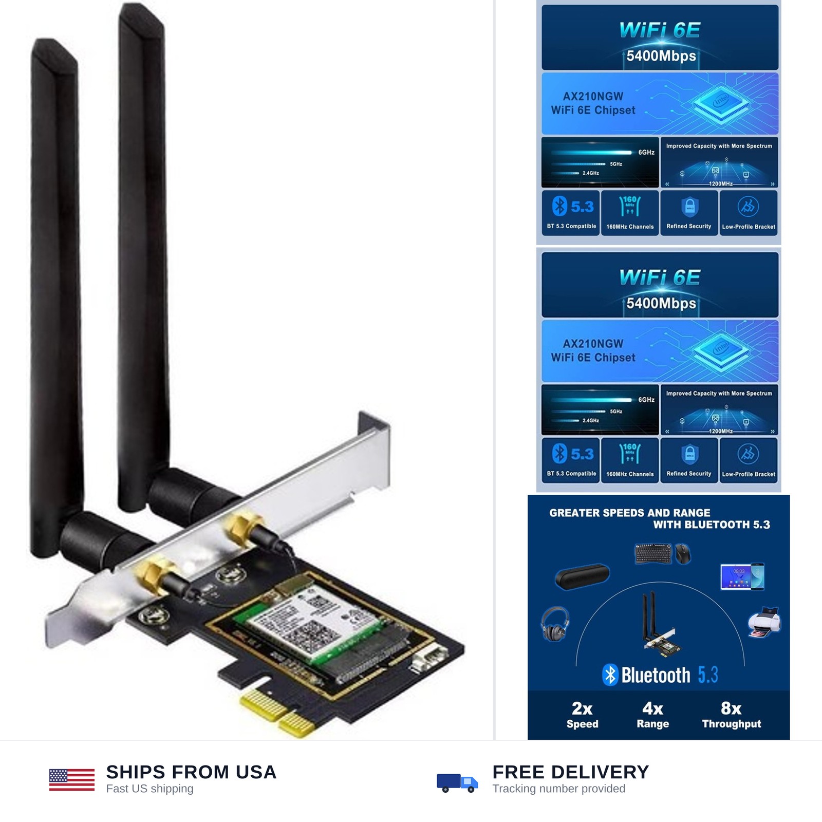 OKN WiFi 6E AX5400 PCIe WiFi Card for Desktop PC (Intel AX210) Bluetooth 5.3,...