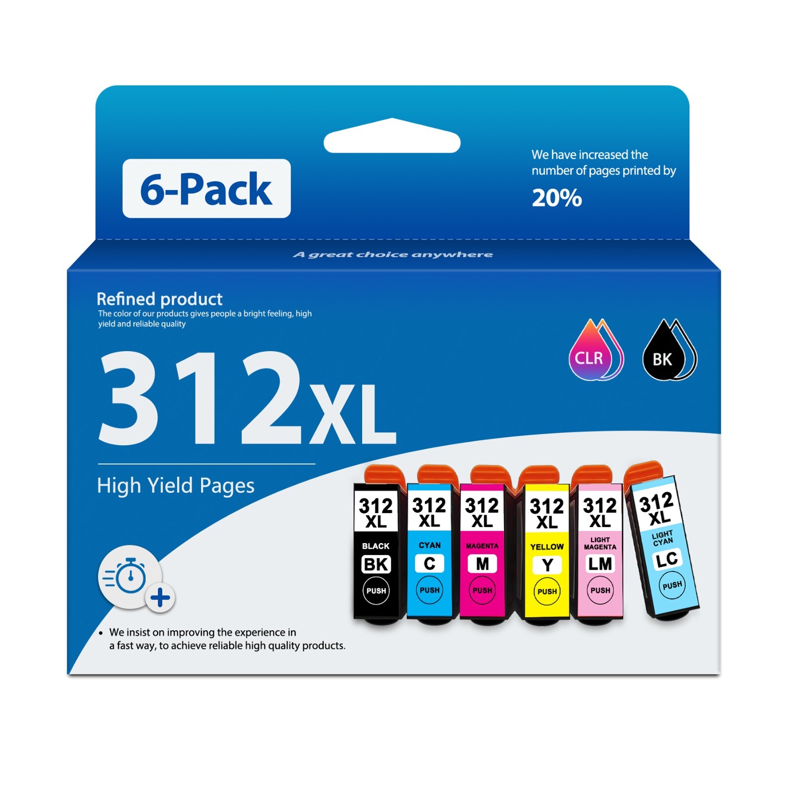 FADSOON® 312XL Ink Combo 6-Pack for Epson Expression XP-8500 XP-8600 XP-15000