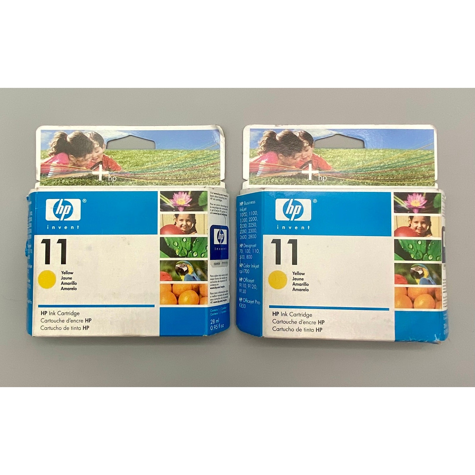 2x HP 11 Yellow Ink Cartridges C4838A OEM Genuine Sealed 2008 NEW