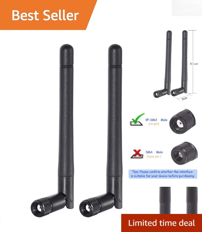 2-Pack Dual Band WiFi Antennas 2.4GHz 5GHz for Enhanced Connectivity - RP-SMA