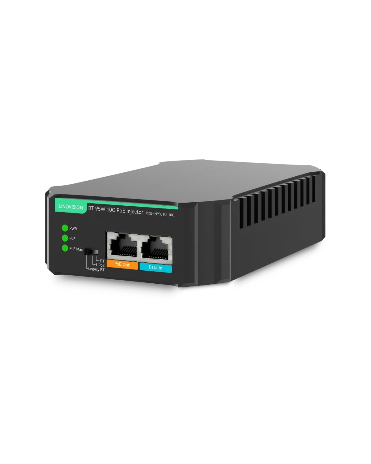 Industrial 10G BT95W PoE++ Injector, AC 100–240V Input