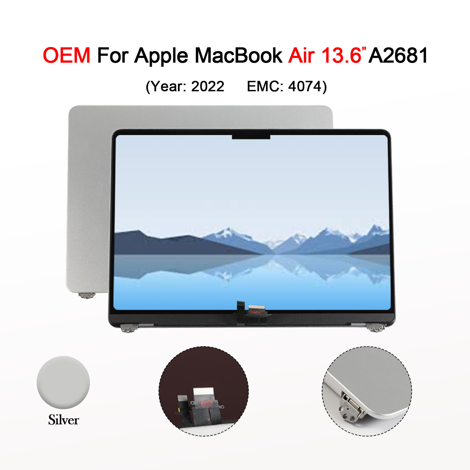 New OEM Screen For Apple Macbook Air 13.6" 2022 A2681 LCD Display Replacement US