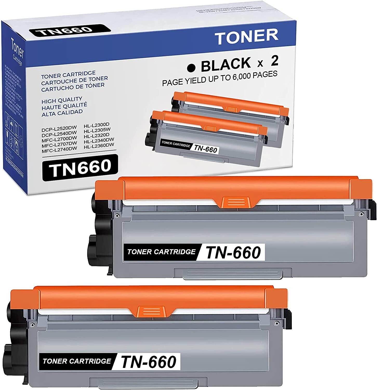 TN660 2PK(Black) Replacement For Brother Toner Cartridge HL-L2380DW MFC-L2680W