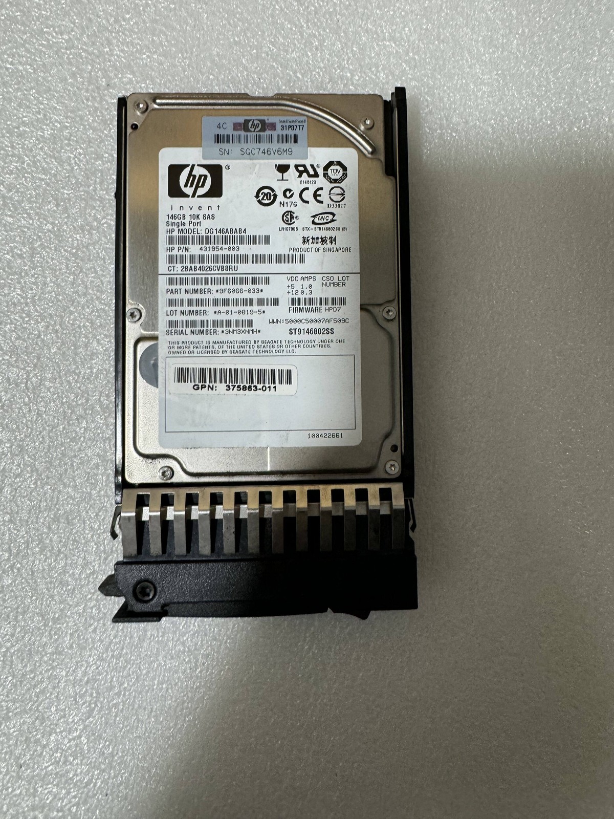 For HP 432320-001 418399-001 507283-001 146g sas server hard disk