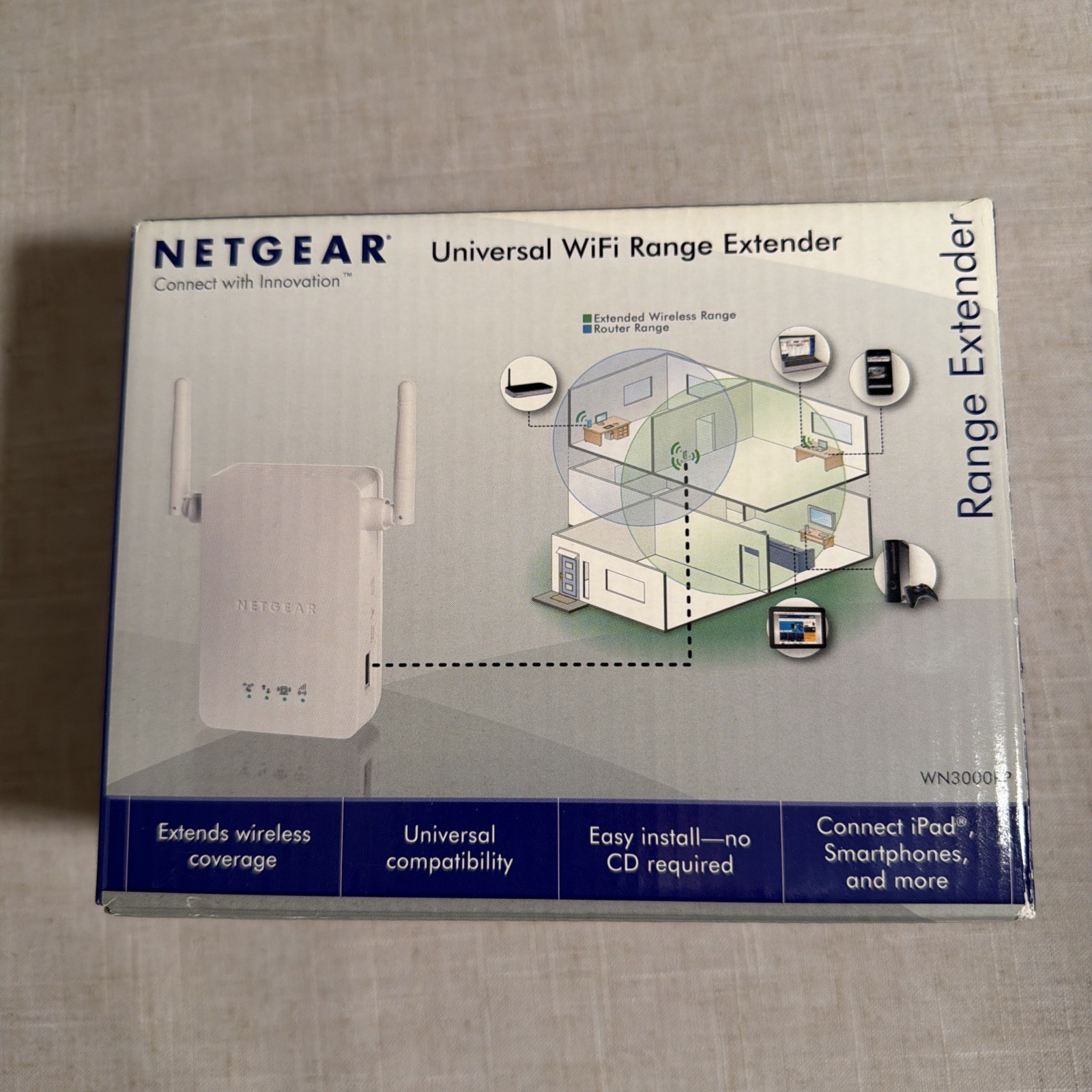 NETGEAR WN3000RP 802.11n 1-Port N300 WiFi Range Extender NOS