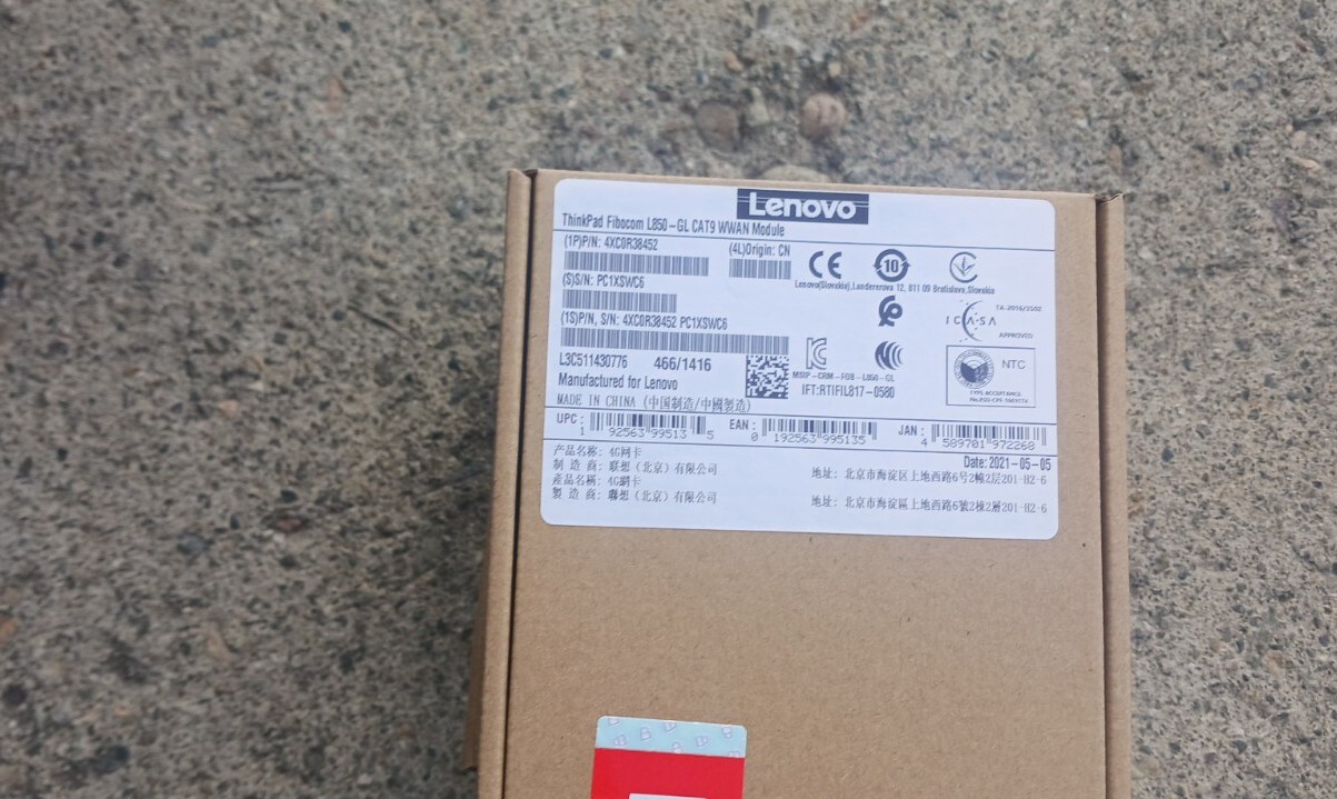 lenevo thinkpad fibocom l850gl cat 19 wwan module 4xcord38452 NEW SEALED