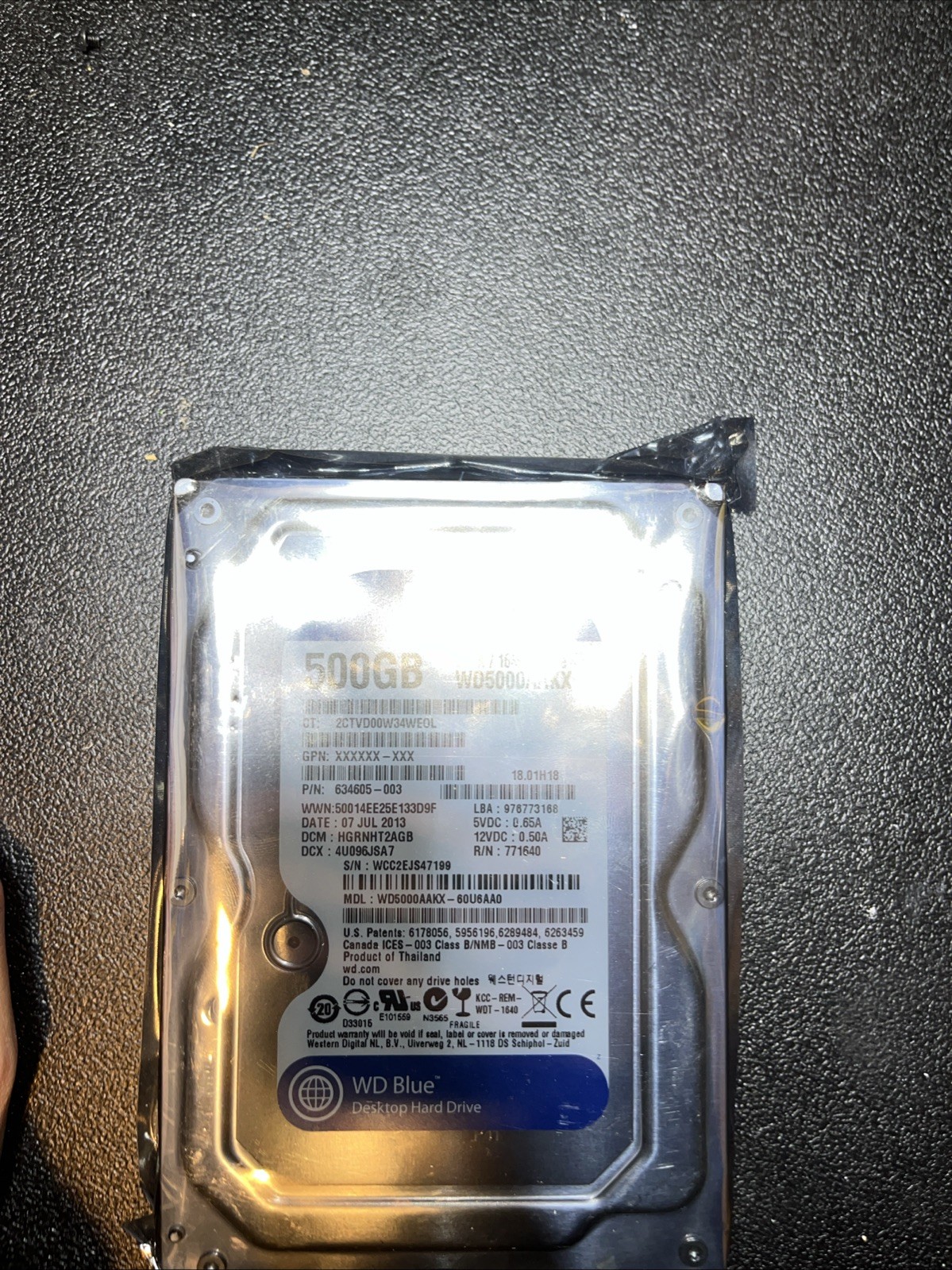 Western Digital 500GB,Internal,7200 RPM,3.5inch (WD5000AAKX) Hard Drive