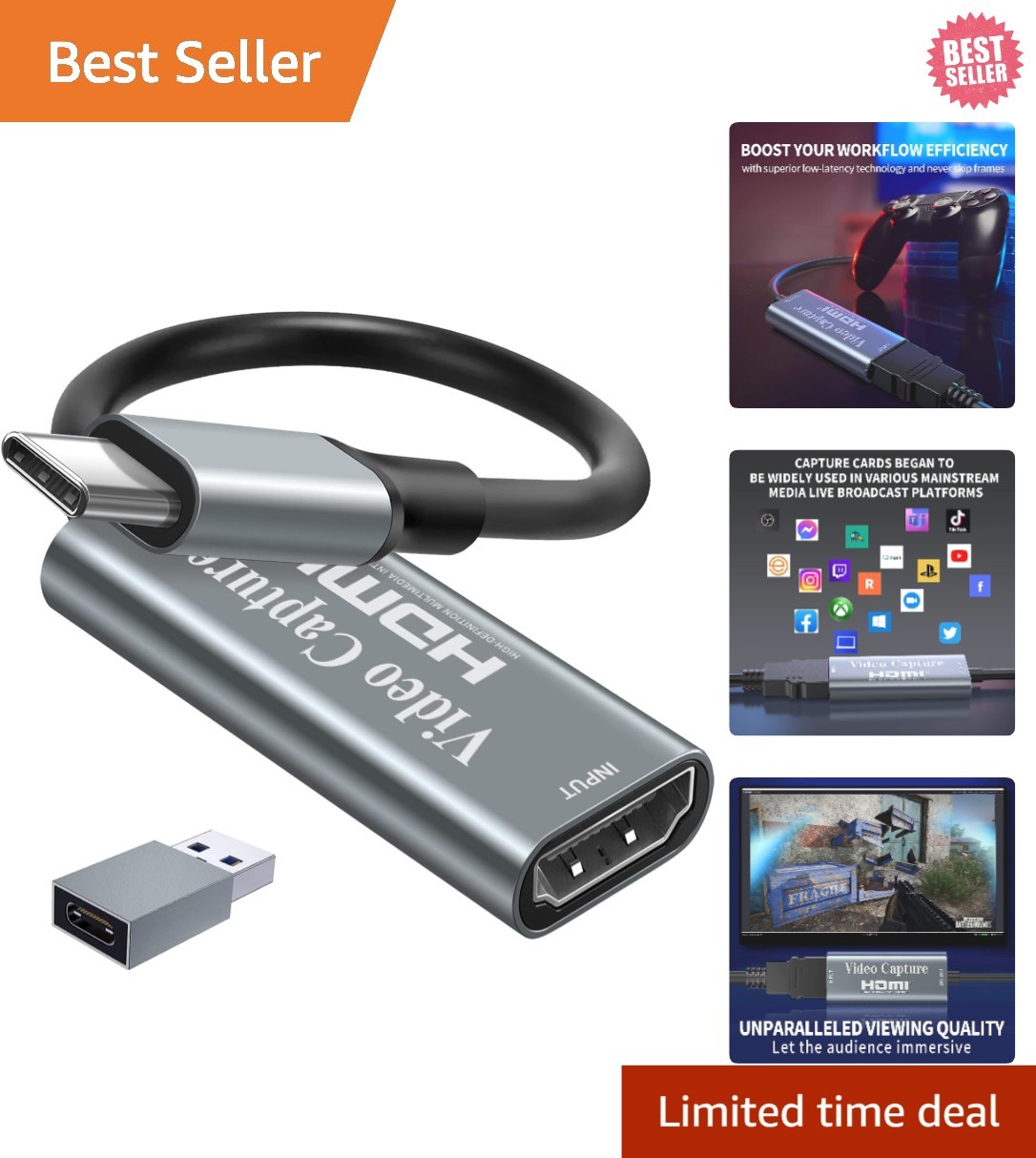 User-Friendly USB-C Video Capture Card for Seamless Live Streaming and Recording