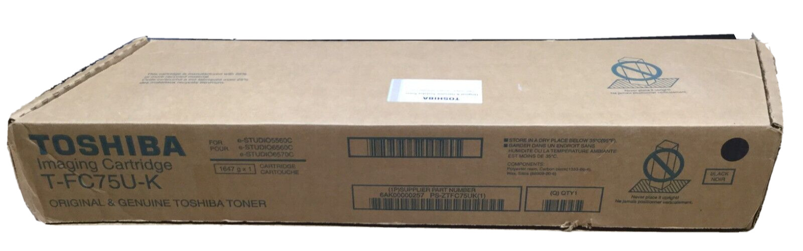 Genuine Toshiba TFC75UK / T-FC75U-K Black Toner for e-Studio 5560c/6560c/6570c