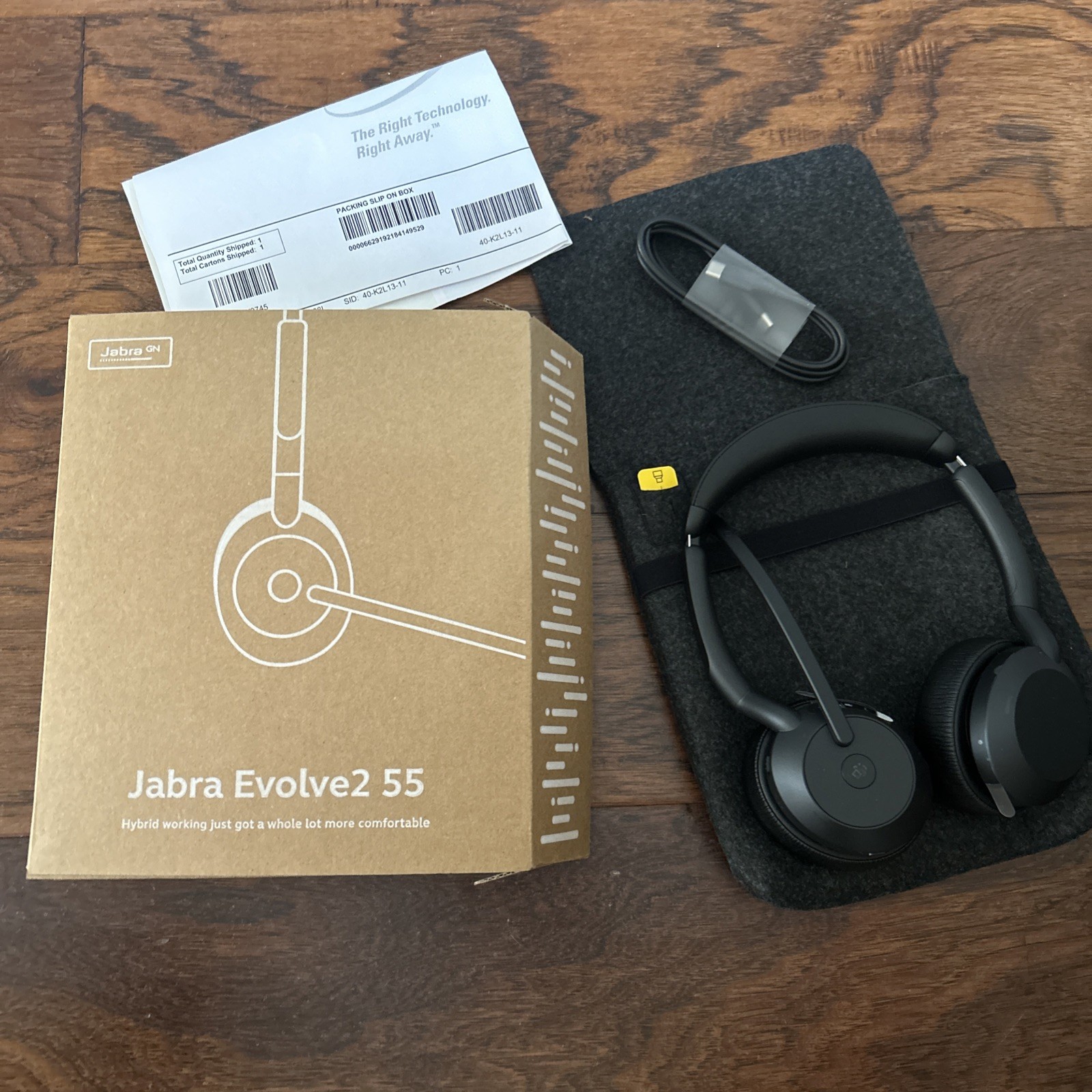 Jabra Evolve2 55 MS Stereo Headset- USB-A via Bluetooth Adapter EXCELLENT 