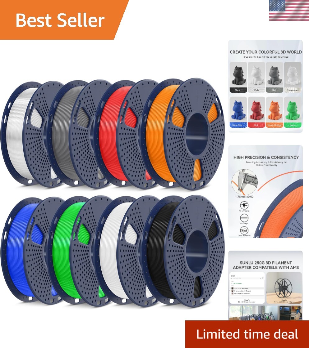 Versatile 250g PLA Filament Bundle - 1.75mm, Vacuum Packed for Smooth Printing