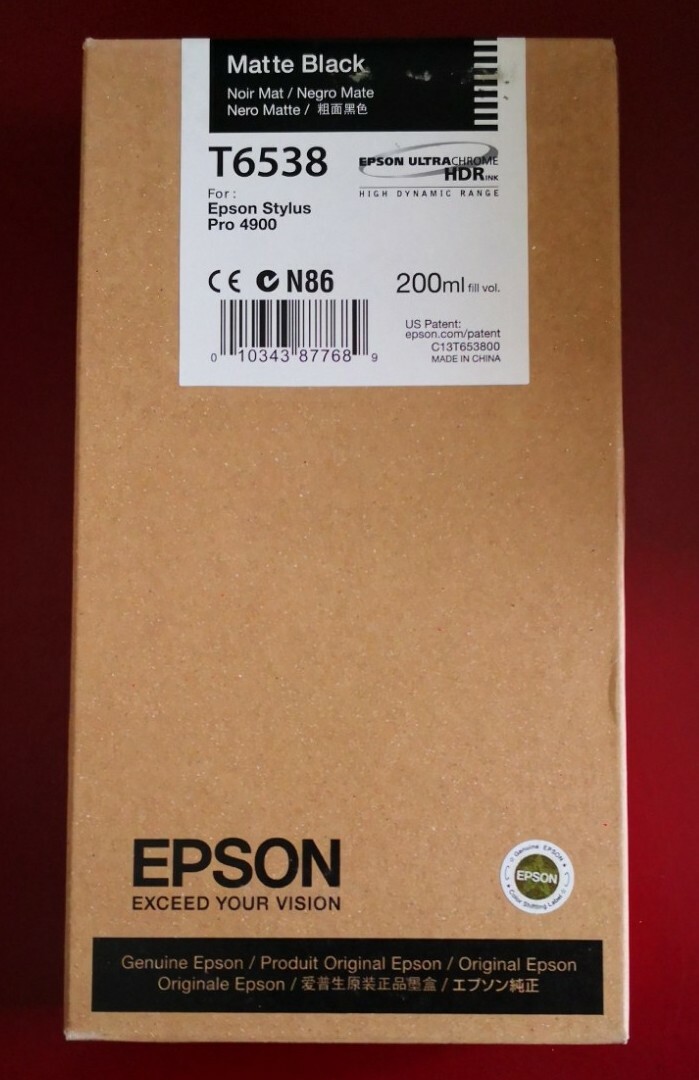 03-2019 New Genuine Epson T6538 200ml Matte Black Ultrachrome HDR Ink 4900