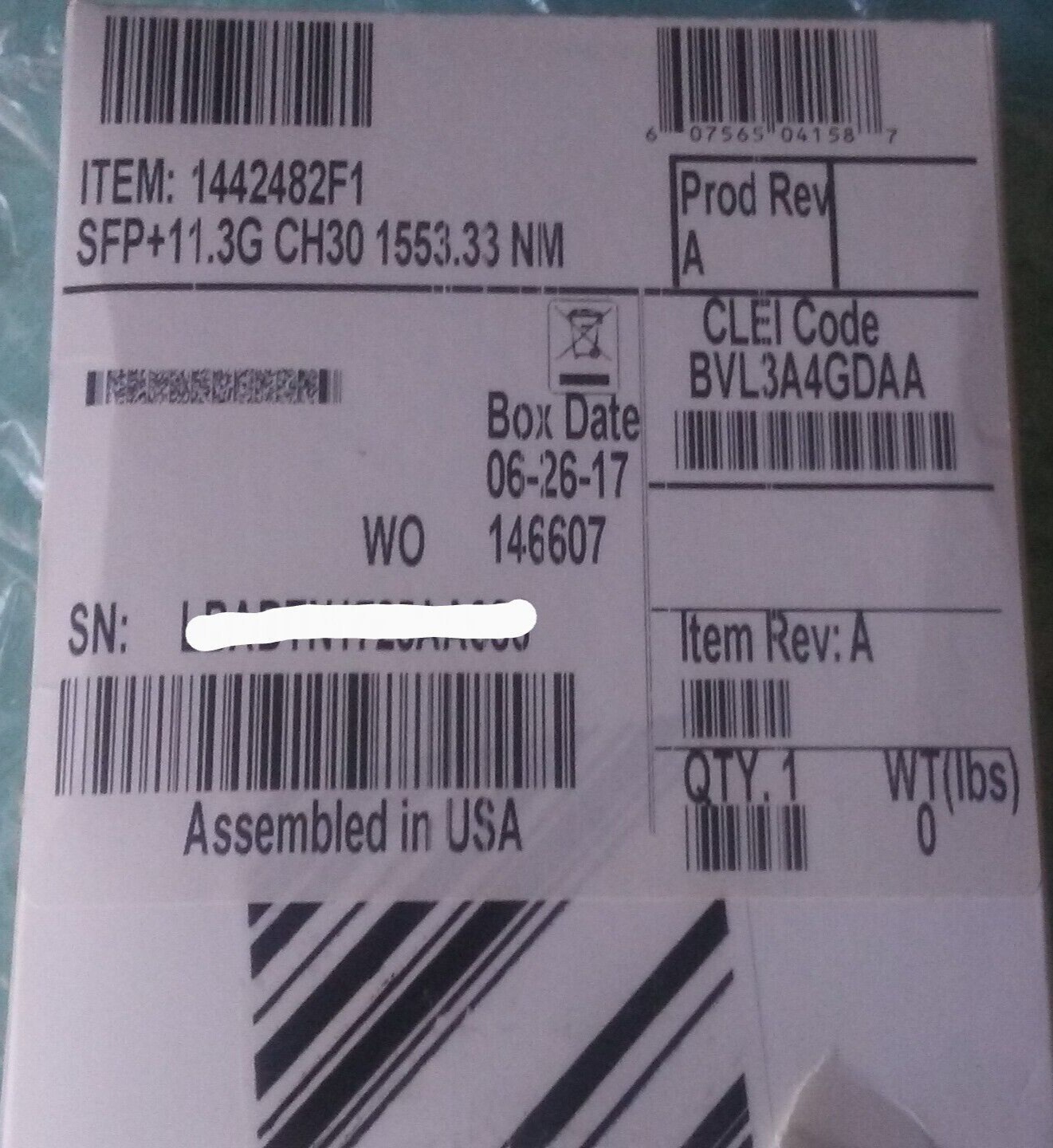 Adtran 1442482F1 BVL3A4G DAA LX4230IDH-ADT SFP+11.3G CH30 1553.33 NM 80KM TRSVER