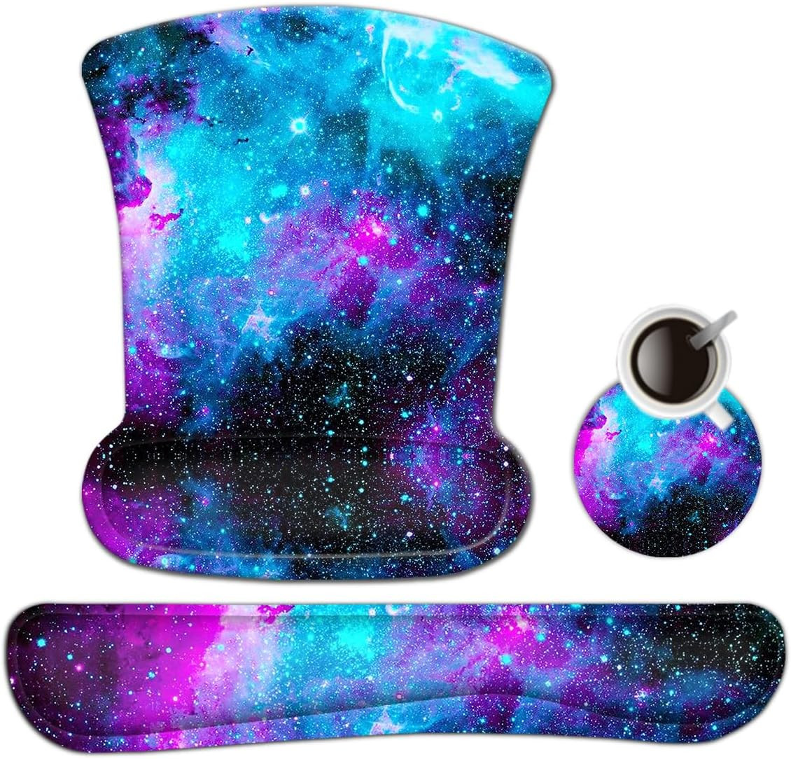 Ergonomic Galaxy Keyboard & Mouse Wrist Rest Set for Comfort & Pain Relief