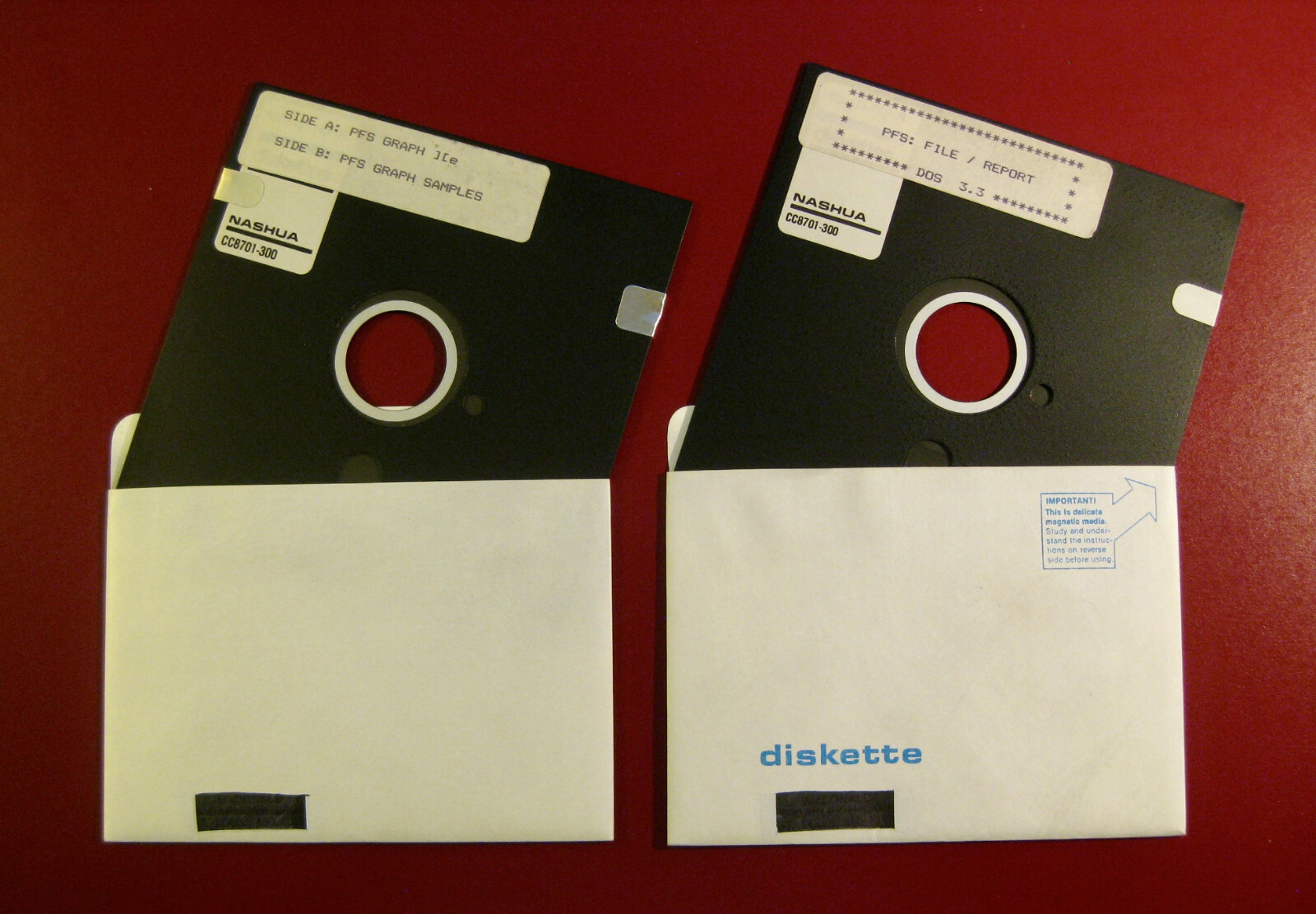Vintage Apple IIe series software suite: PFS apps ~ 5.25in floppy disks